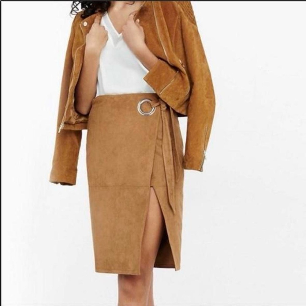 Express suede wrap pencil skirt brand new size 0